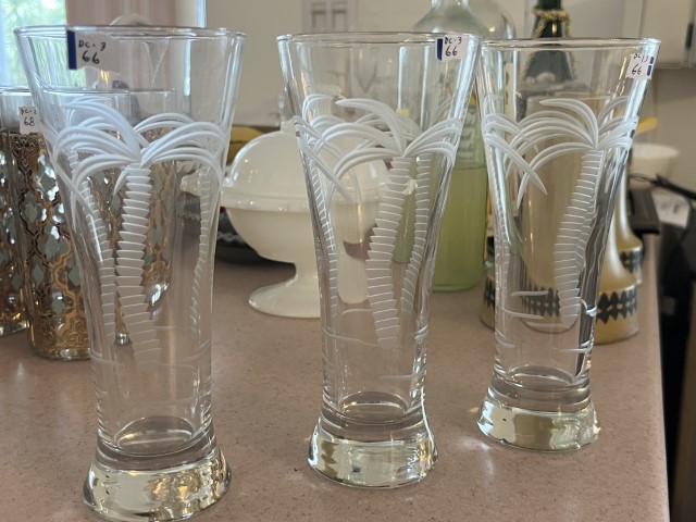 Rolf Palm Tree Crystal Etched Pilsners