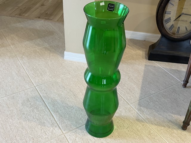 Tall Green Glass Vase, Poland